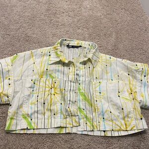 Zara crop button down blouse